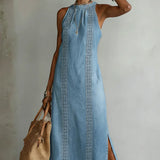 Zoe - Retro Lace Denim Dress