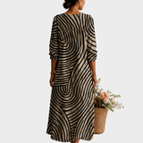 Heidi™ | Boho Maxi Dress with Graphic Wave Print