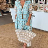 MANA | CHIC FLORAL V-NECK MIDI DRESS