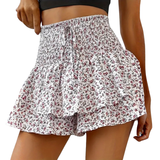 Heidi | High Waist Floral Tie Front Wide Leg Shorts