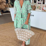 MANA | CHIC FLORAL V-NECK MIDI DRESS