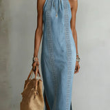 Zoe - Retro Lace Denim Dress