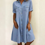 Mia - Casual Denim Style Midi Dress