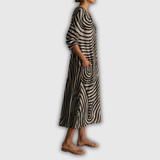 Heidi™ | Boho Maxi Dress with Graphic Wave Print
