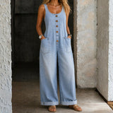 Ava - Vintage Washed Cotton Denim Overalls
