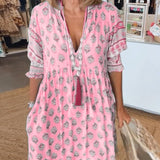 MANA | CHIC FLORAL V-NECK MIDI DRESS
