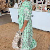 MANA | CHIC FLORAL V-NECK MIDI DRESS