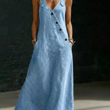 Lucy - Long Denim Button Down Dress