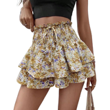 Heidi | High Waist Floral Tie Front Wide Leg Shorts