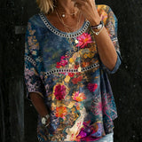 Hannah - Vintage Floral Denim Blouse