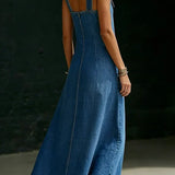 Lucy - Long Denim Button Down Dress