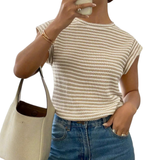 Wendy | Striped Print Casual Crew Neck Tee