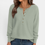 Naomi | Cosy Waffle Knit Henley Top