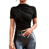 Danielle | Mock Neck Ruched Slim-Fit Top