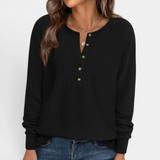 Naomi | Cosy Waffle Knit Henley Top