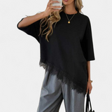 Leah | Relaxed Lace Hem Casual Top