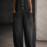 Lily - Vintage Washed Cotton Denim Overalls