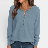 Naomi | Cosy Waffle Knit Henley Top
