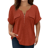 Tamara | Relaxed Half-Zip Ribbed Tee