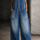 Lily - Vintage Washed Cotton Denim Overalls