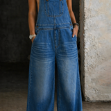 Melissa - Elastic Waist Denim Jumpsuit