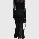 Monica | Elegant Lace Flared Maxi Dress