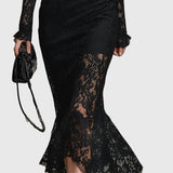 Monica | Elegant Lace Flared Maxi Dress
