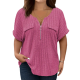 Tamara | Relaxed Half-Zip Ribbed Tee