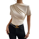 Danielle | Mock Neck Ruched Slim-Fit Top