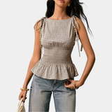 Daisy | Vintage Plaid Ruffle Hem Tank Top