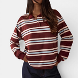 Hayley | Retro Stripe Contrast Polo Tee