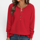 Naomi | Cosy Waffle Knit Henley Top