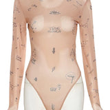 Lauren | Modern Print Mesh Bodysuit