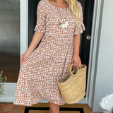 ZORA | SAND SHORT-SLEEVE MIDI DRESS