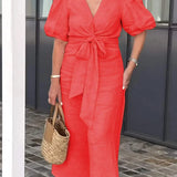 LYNORA | ELEGANT V-NECK MIDI DRESS