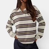 Hayley | Retro Stripe Contrast Polo Tee