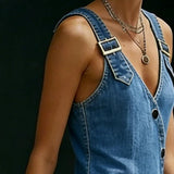 Lucy - Long Denim Button Down Dress