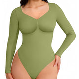 Joanna | Seamless Shaping Long Sleeve Thong Bodysuit for Comfort