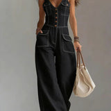 Audrey - Casual Denim Wide Jumpsuit