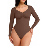 Joanna | Seamless Shaping Long Sleeve Thong Bodysuit for Comfort