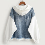 Hayley - Two-Tone Hooded Denim Jacket