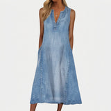 Ashley - Comfortable A-Line Denim Dress