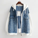 Hayley - Two-Tone Hooded Denim Jacket