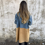 Caitlin - Two-Tone Denim Trench Coat