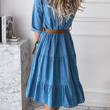 Olive - Casual Elegant Denim Dress